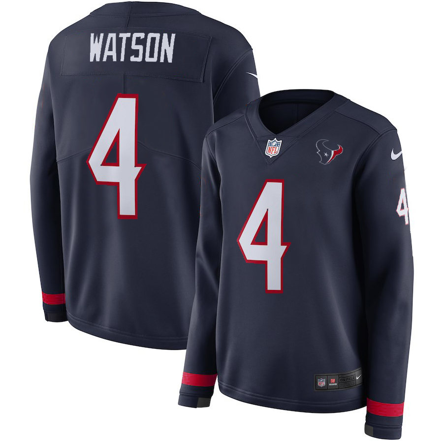 Women Houston Texans #4 Watson blue Limited NFL Nike Therma Long Sleeve Jersey->minnesota vikings->NFL Jersey
